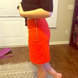 Banana Republic Orange Stretch Pencil Skirt Size2
